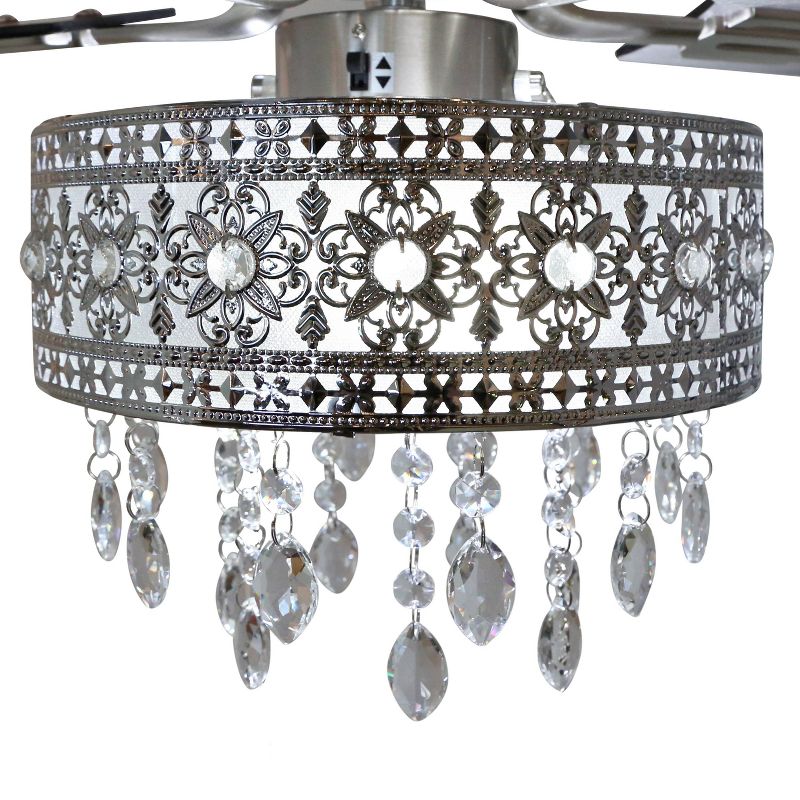 52" LED 5-Blade Roxsie Crystal Chandelier Lighted Ceiling Fan - River of Goods