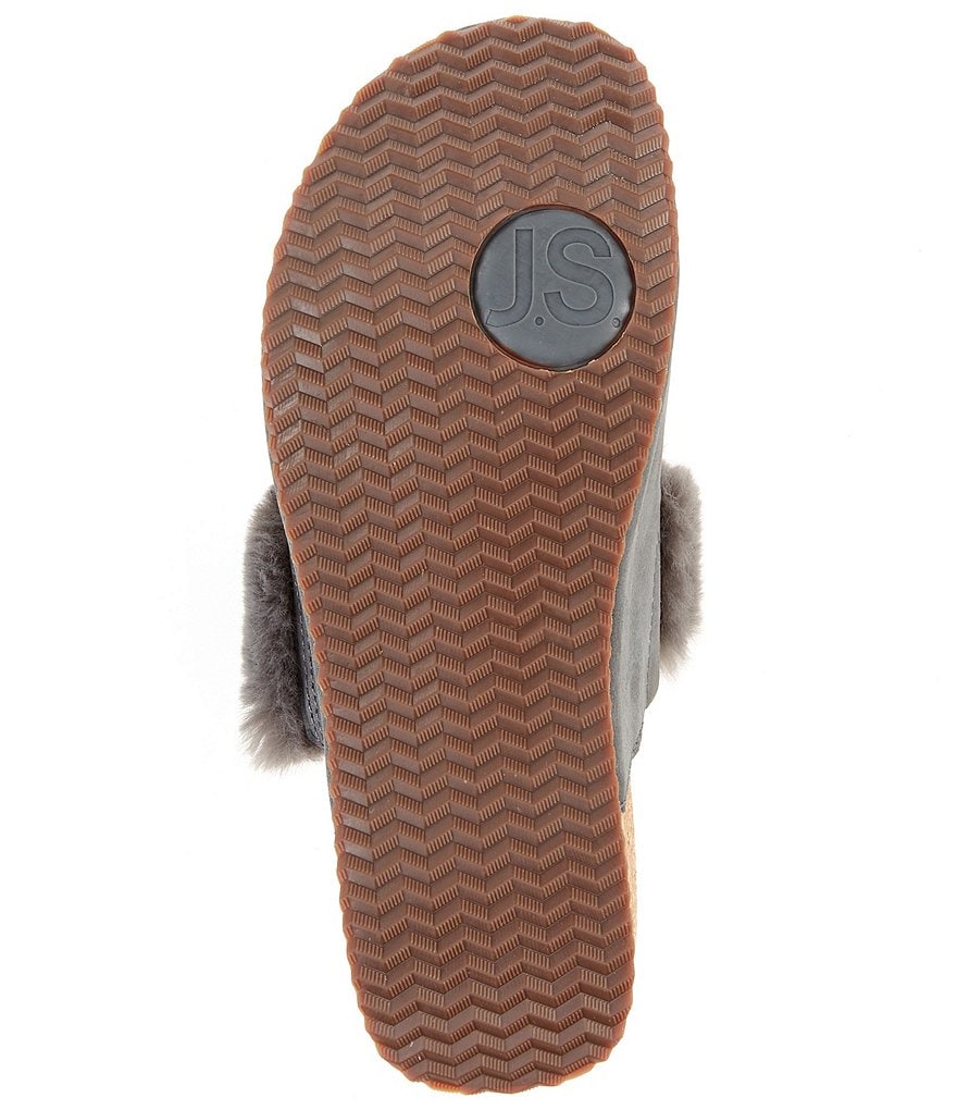 Josef Seibel Tonga 68 Leather Faux Fur Trim Clog Mules