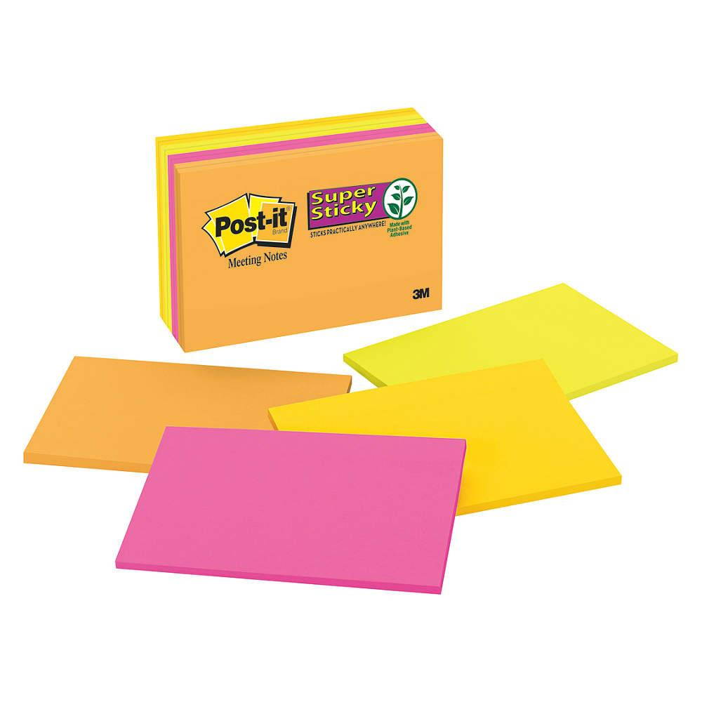 Post-it Super Sticky Notes, 4x6 In., PK8 4" x 6" Rio De Janeiro   6445-SSP