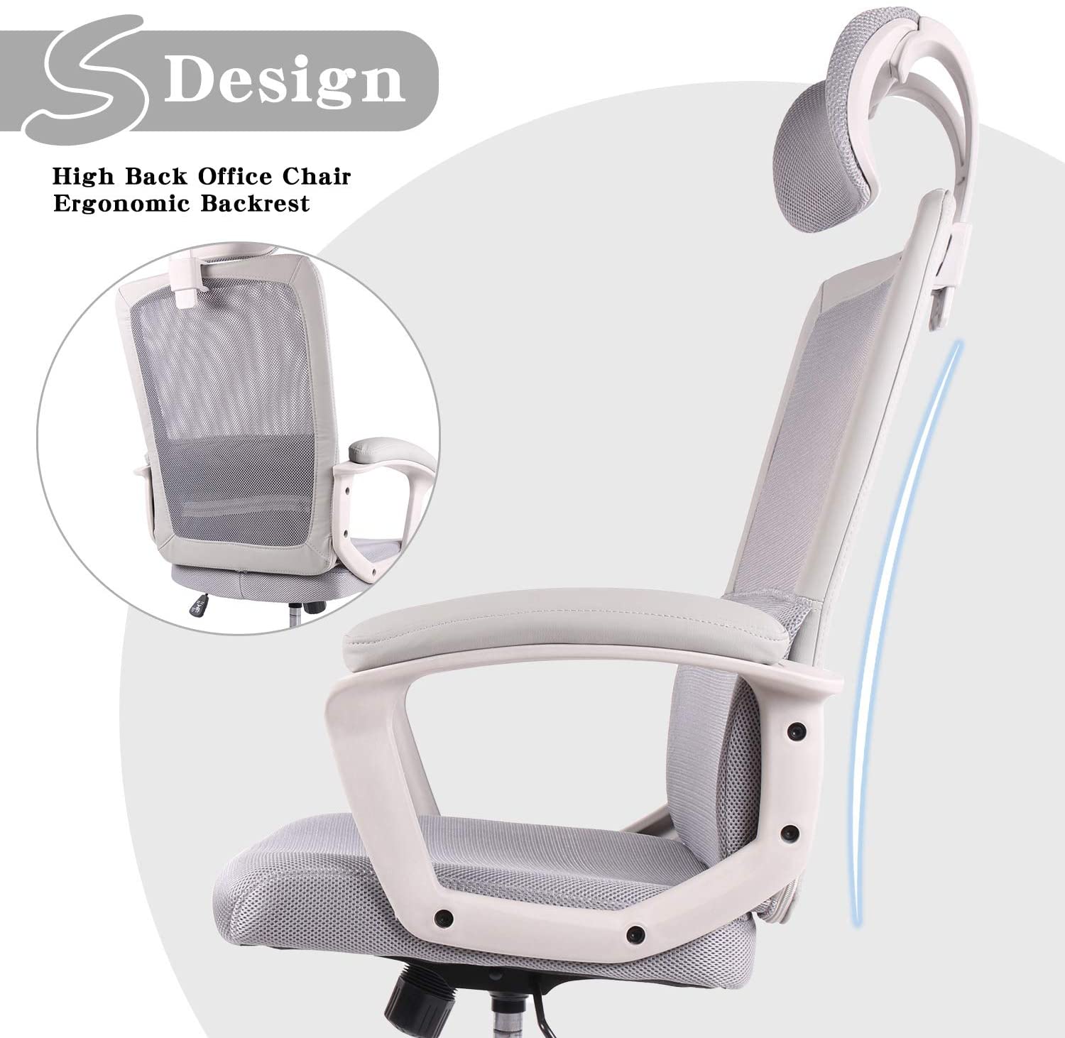 SMUGDESK Mesh chair Black Desk Chair Computer Office Chair,Ergonomic Office Desk Computer Chair Mesh Computer Chair with Adjustable Arms and Headrest Lumbar Support, Black