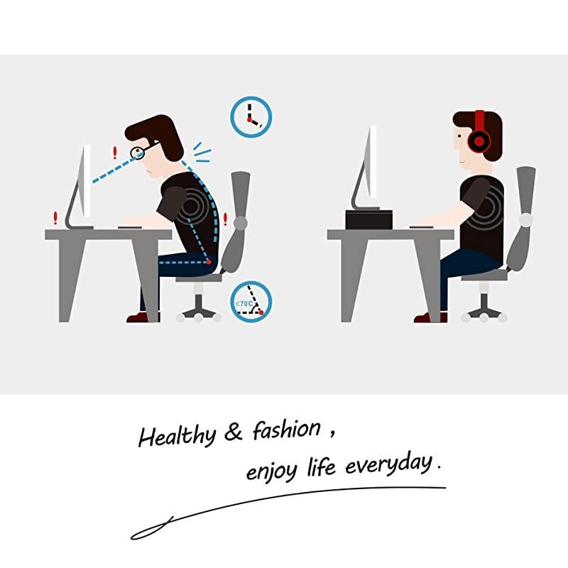 Computer Monitor Stand Clamp Desk TV Shelf Risers 16.7 inch 2 Tiers Monitor Stand Save Space Black