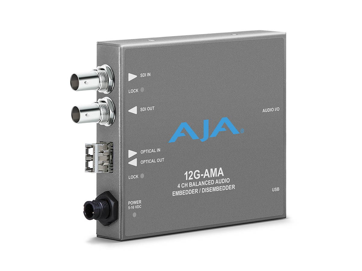 AJA 12G-AMA-R 4-Ch 12G-SDI Balanced Analog Audio Embedder/Disembedder with Single LC Fiber Receiver