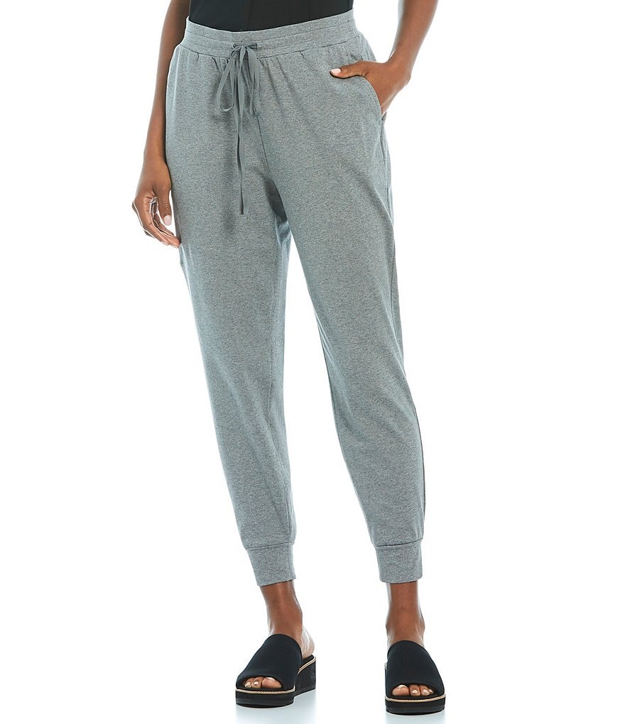 Eileen Fisher Heathered Organic Cotton Stretch Jersey Slouchy Ankle Jogger With Pockets