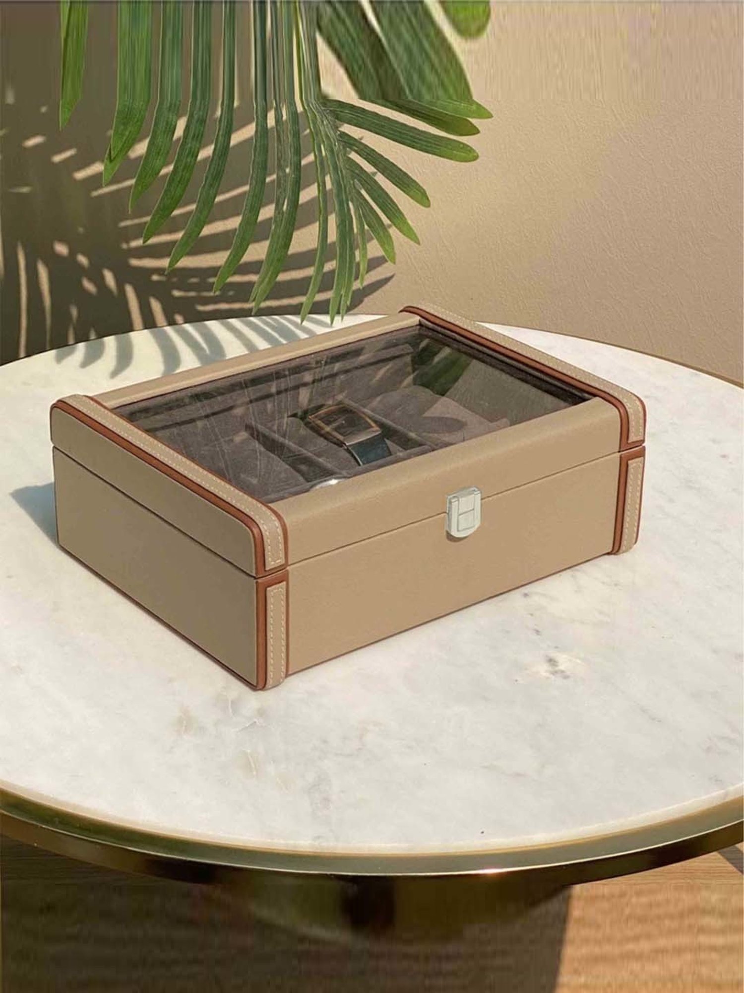 Mason Home Taupe Naples Watch Box - 8 Slots