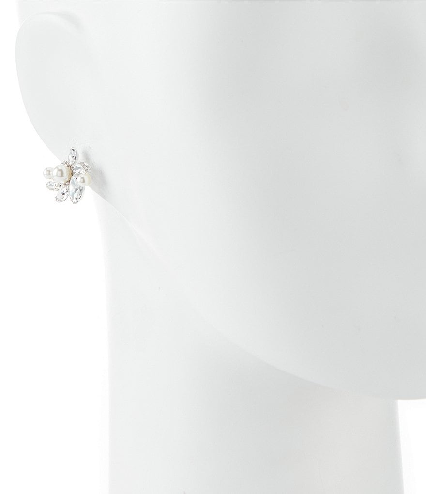 Cezanne Rhinestone & Faux-Pearl Cluster Earrings