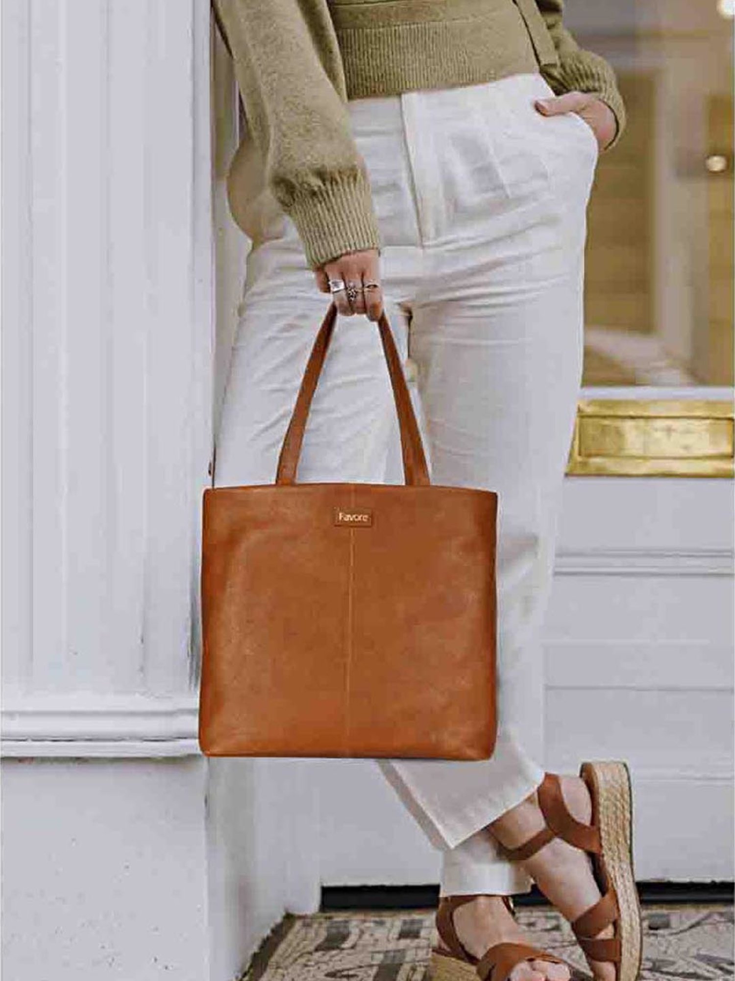 Saint G Tan Solid Medium Handbag