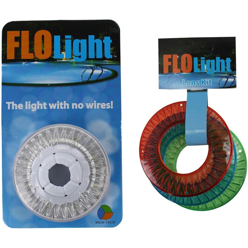 LED FLOlight Above Inground Swimming Pool Wireless Flo Light w/ Colored Lens Kit