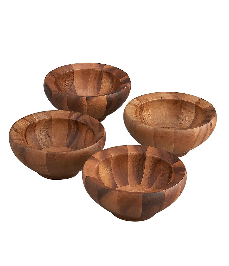 Nambe Yaro 4-Piece Acacia Wood Salad Bowl Set