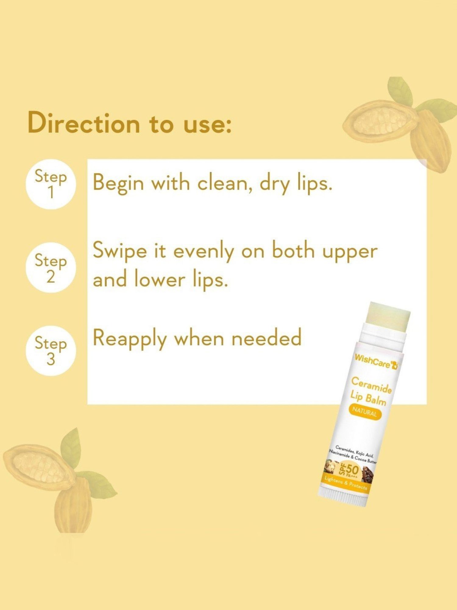 Wishcare Natural Ceramide Lip Balm SPF 50 PA+++ - 5 gm