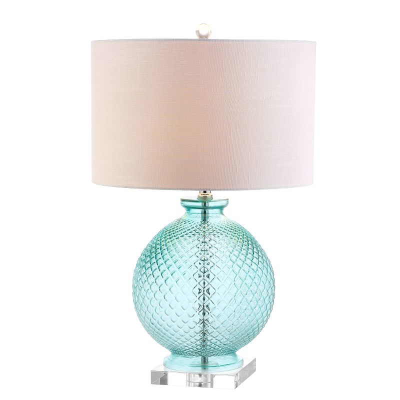 26" Glass and Crystal Estelle Table Lamp (Includes LED Light Bulb) Blue - JONATHAN Y