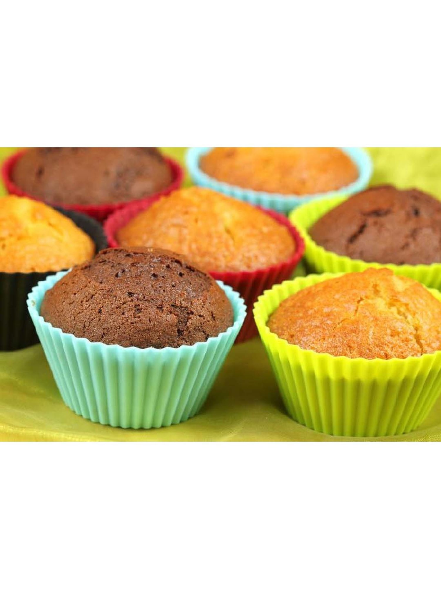 HAZEL Yellow Silicone Round Muffin Mould (0.05 L) - Set of 6