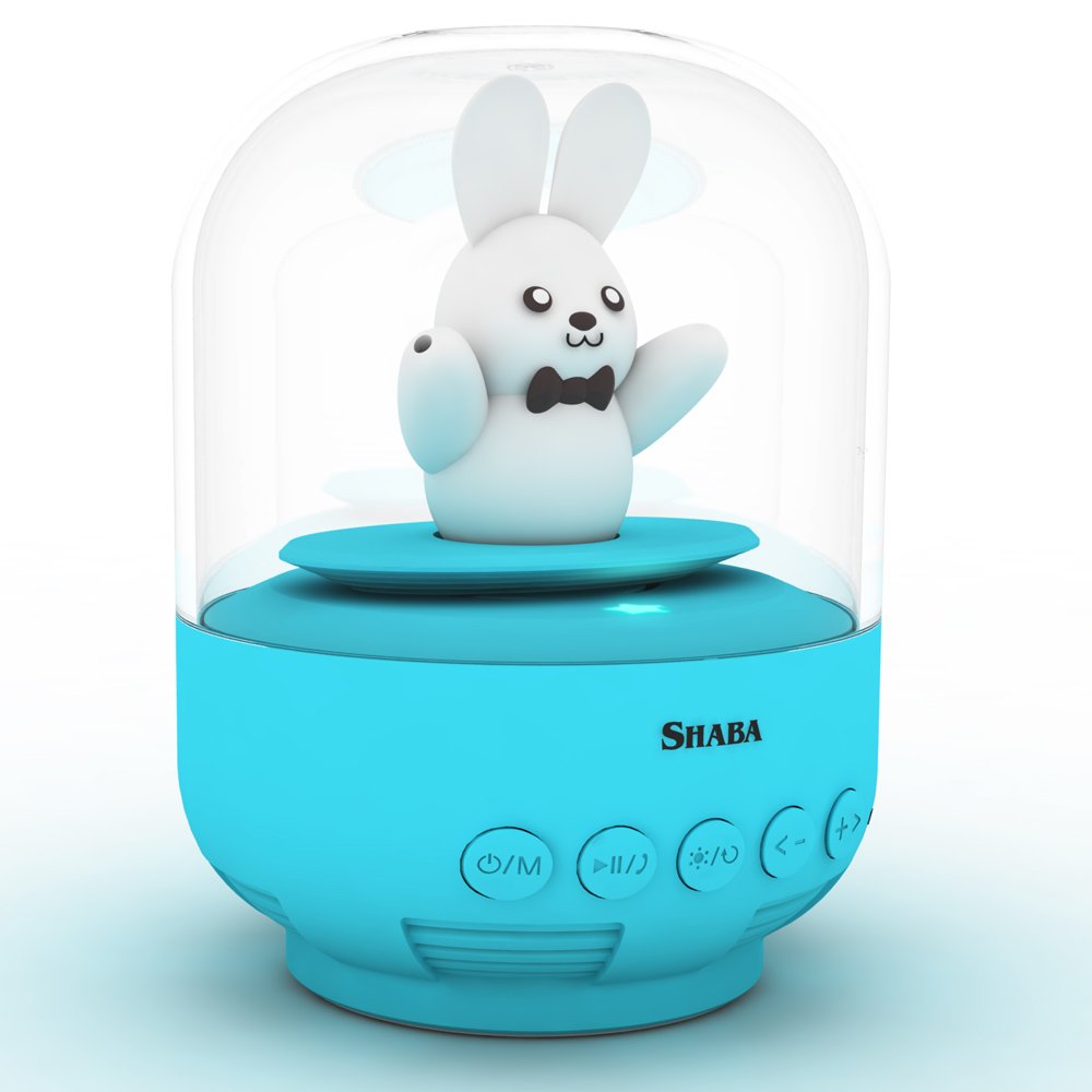 SHABA Speaker for kids, bell Jar animal pet mini Bluetooth speaker with microphone, wireless cute musical toys for Party, home, bedroom, office(Blue Prince Bunny), Gift for Kids
