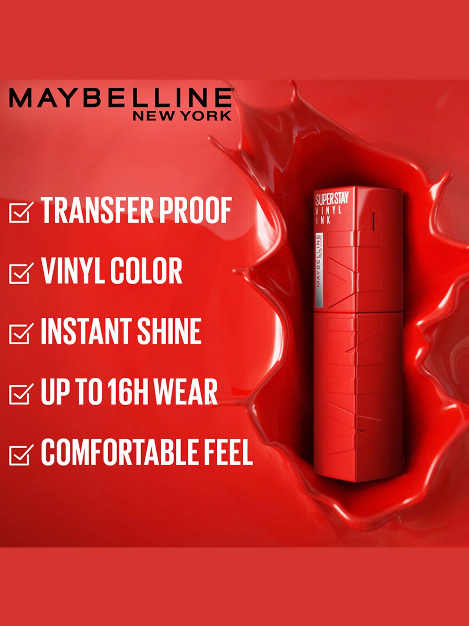 Maybelline New York Superstay Vinyl Ink Liquid Lipstick - Saucy,4.2ML