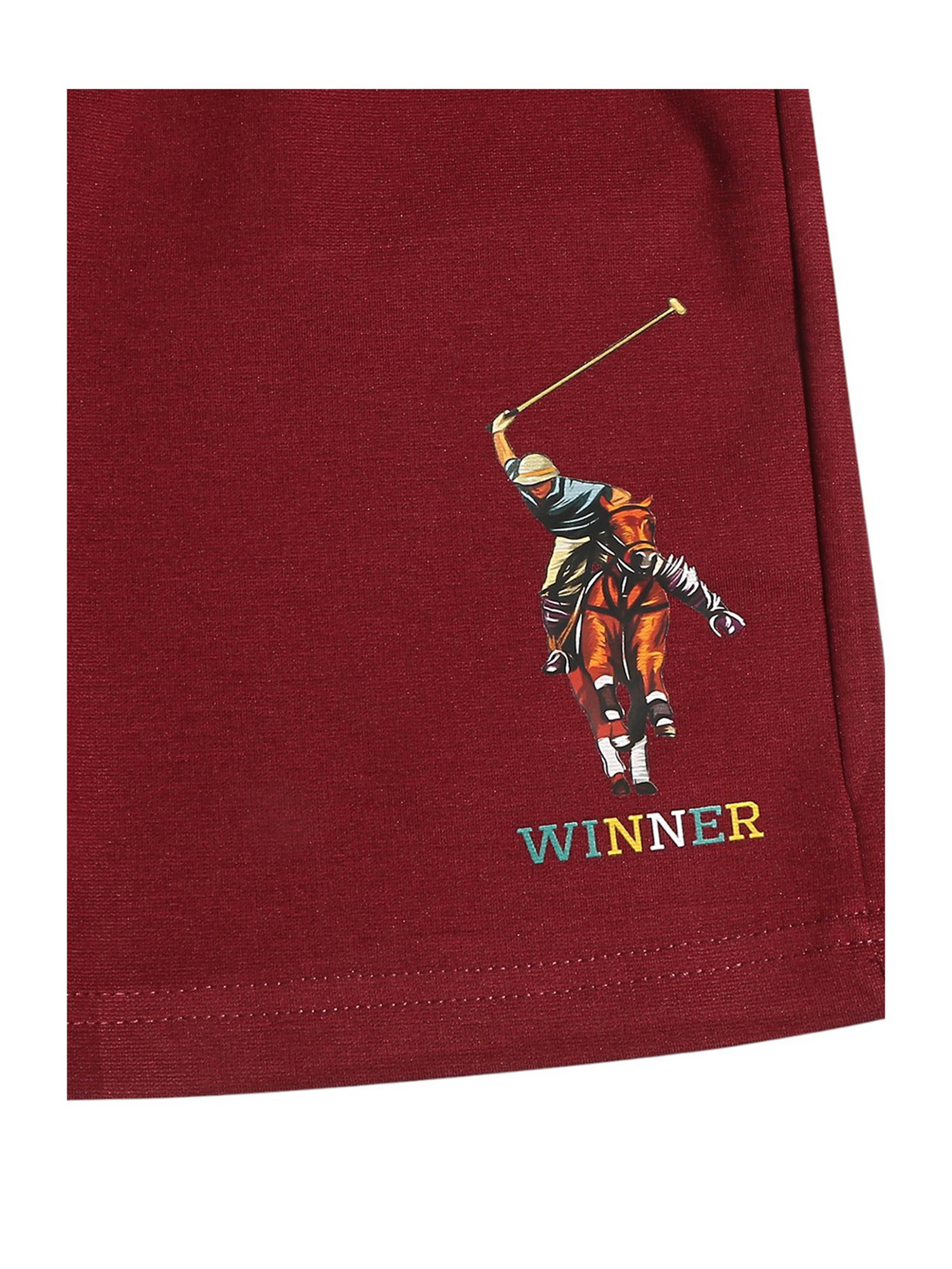 Cavio Kids Maroon Embroidered T-Shirt With Shorts