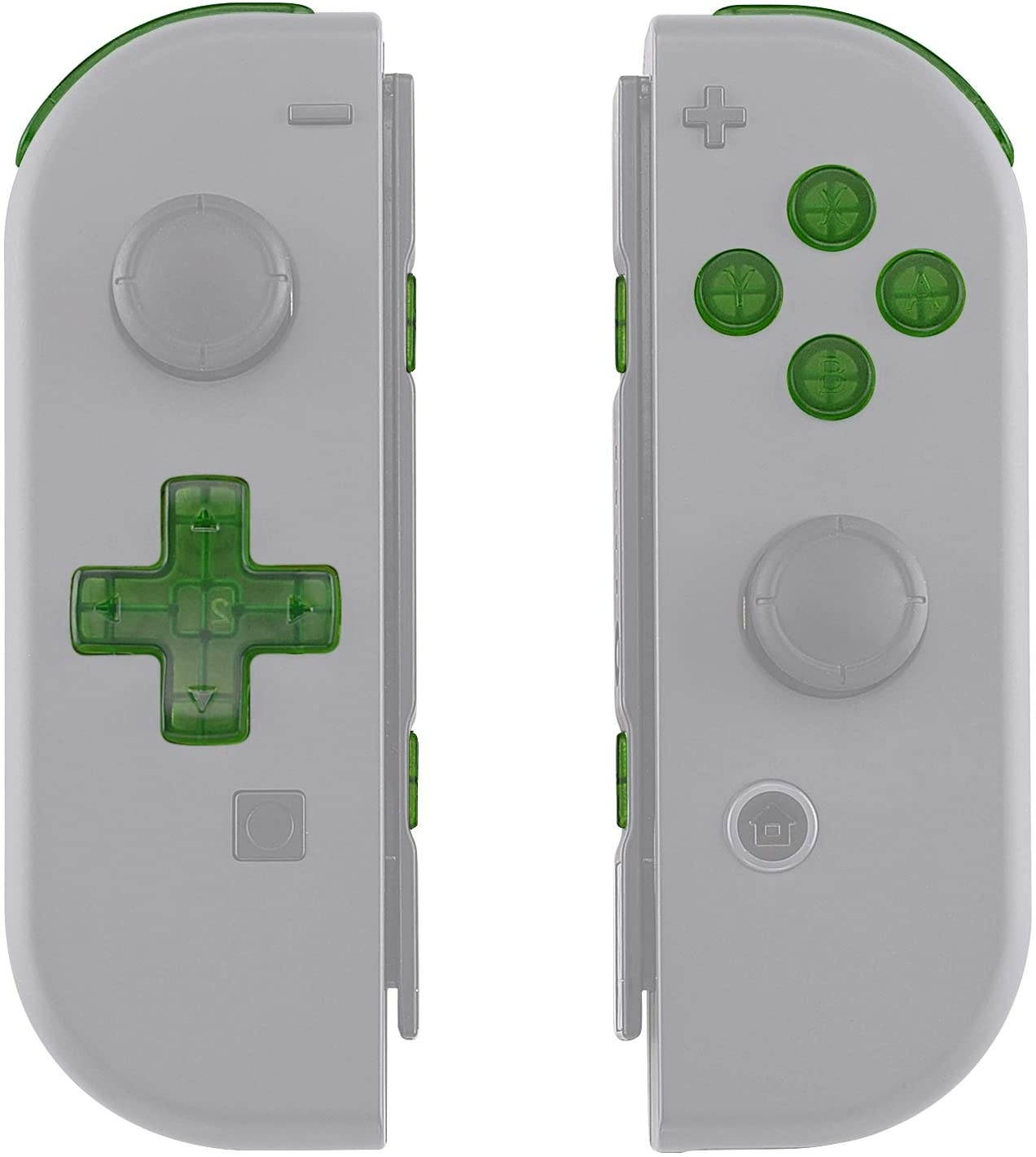 Transparent Clear Green D-pad ABXY Keys SR SL L R ZR ZL Trigger Buttons Springs, Replacement Full Set Buttons Fix Kits for Nintendo Switch Joycon (D-pad ONLY Fits for eXtremeRate Joycon D-pad Shell)