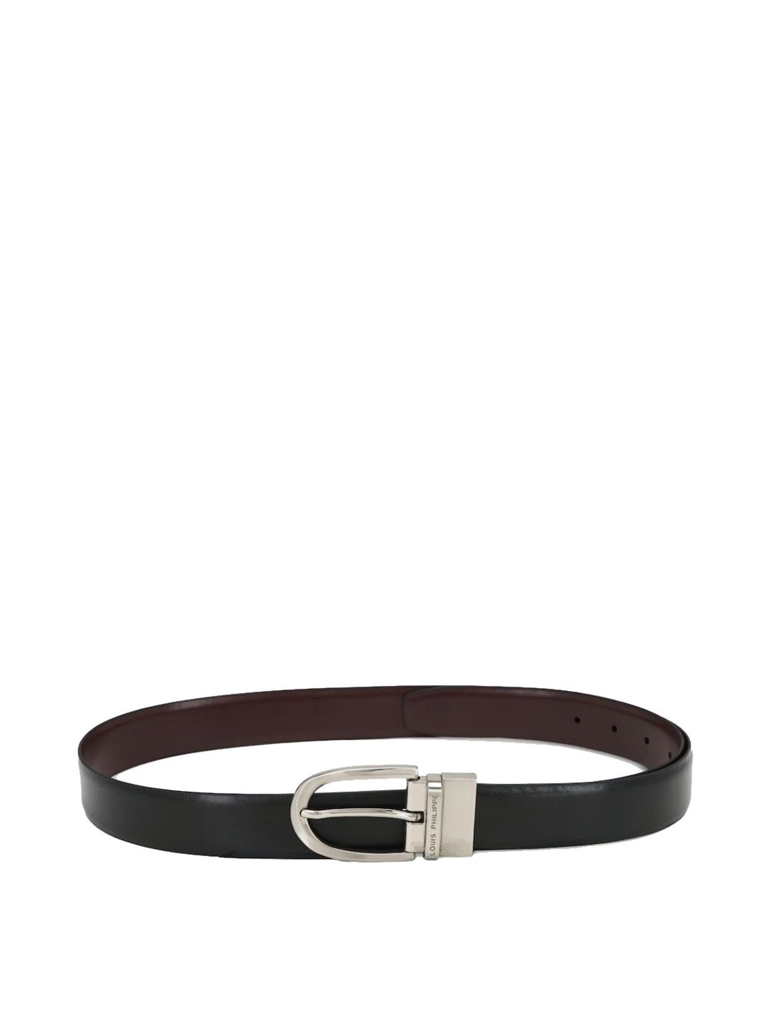 Louis Philippe Black Leather Reversible Belt for Men