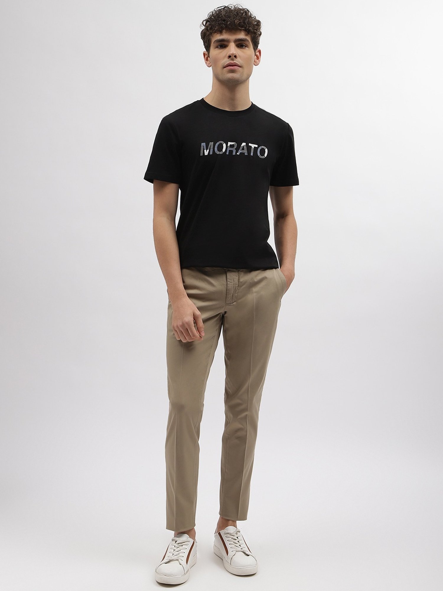 Antony Morato Black Cotton Slim Fit Printed T-Shirt