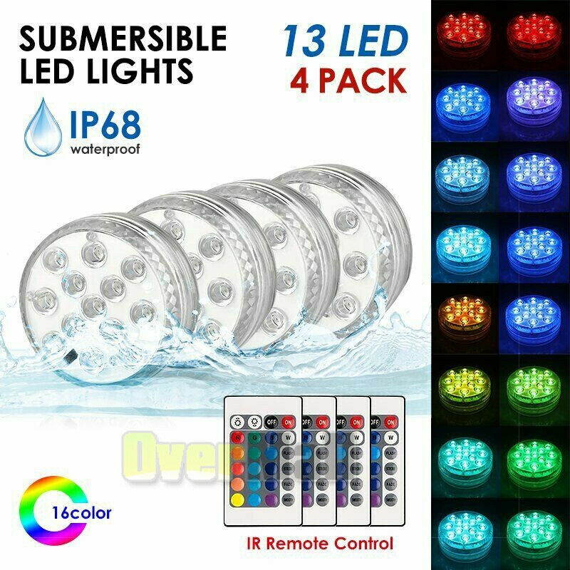 16PC Swimming Pool Light RGB LED Bulb Underwater Color Vase Decor Lights Remote
