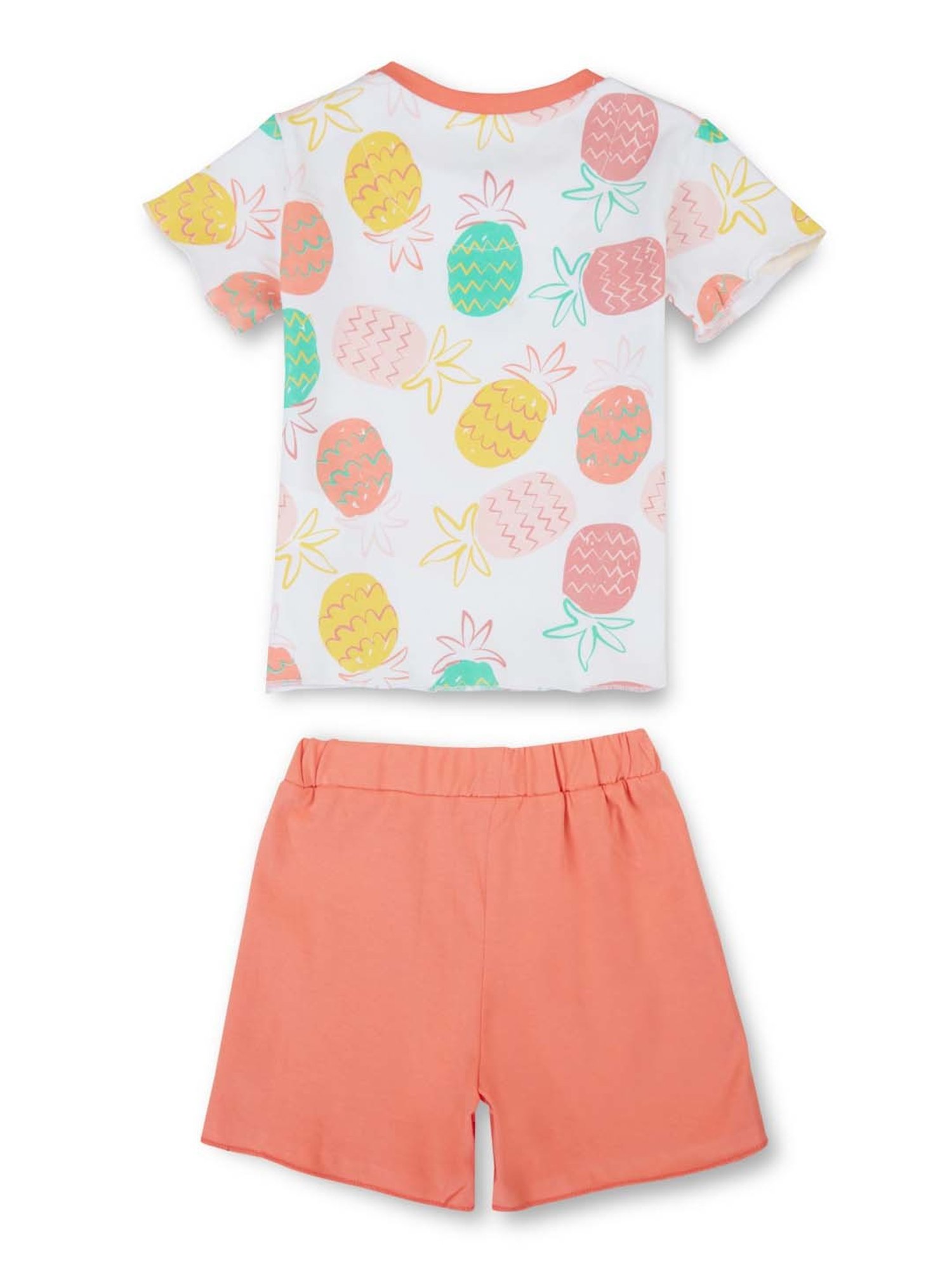 GJ baby Kids White & Peach Cotton Printed T-Shirt Set