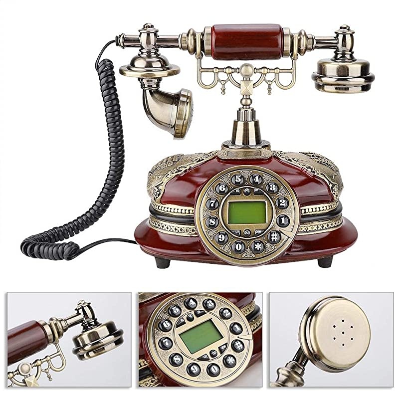 Decoration LandlineRetro Style Resin Material Landline Office Telephone Desk Phone Home Decorative TelephonesAutomatic Detection of FSK and DTMF Caller ID1 Set of Automatic IP
