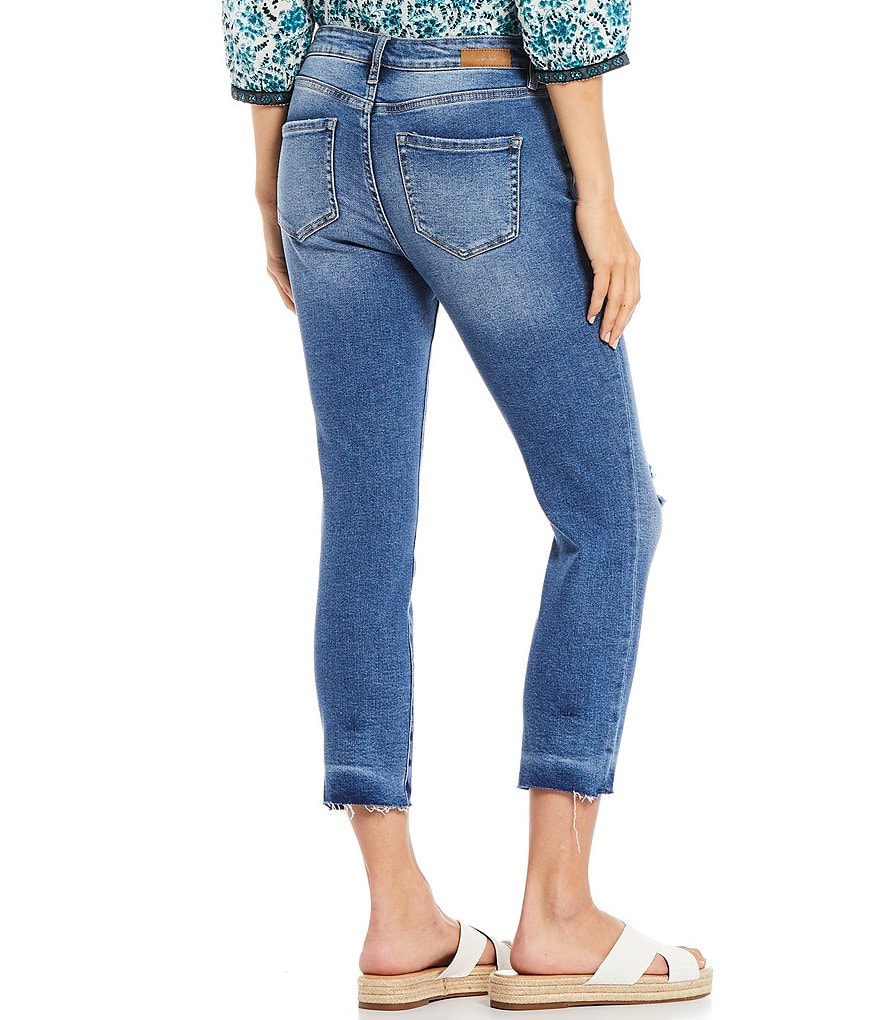 Jag Jeans Carter Destruction Detail Released Girlfriend Crop Jeans