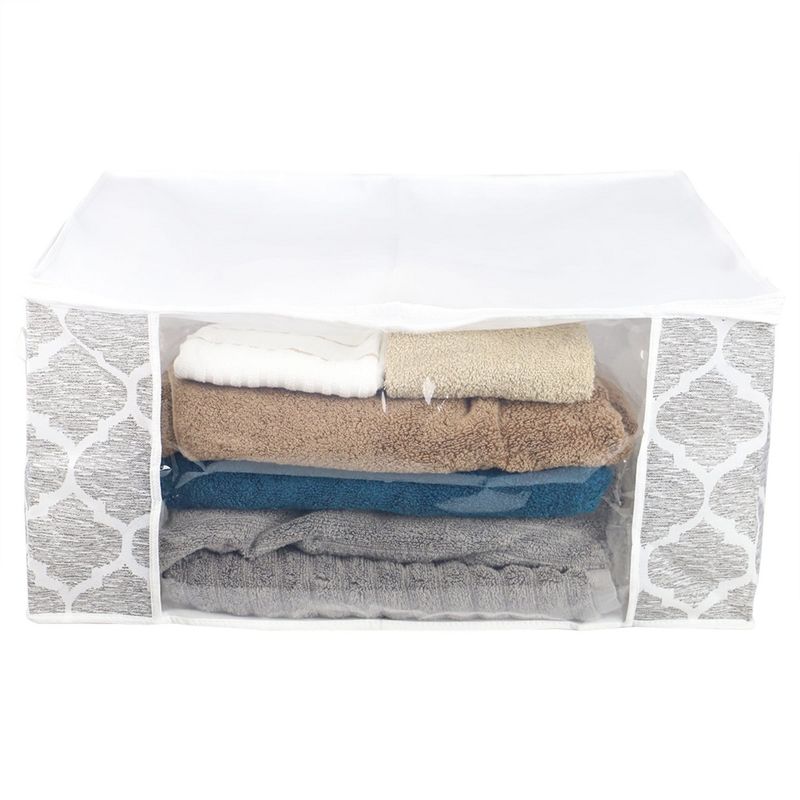 Home Basics Arabesque Non-Woven Blanket Bag with See-through Window, White