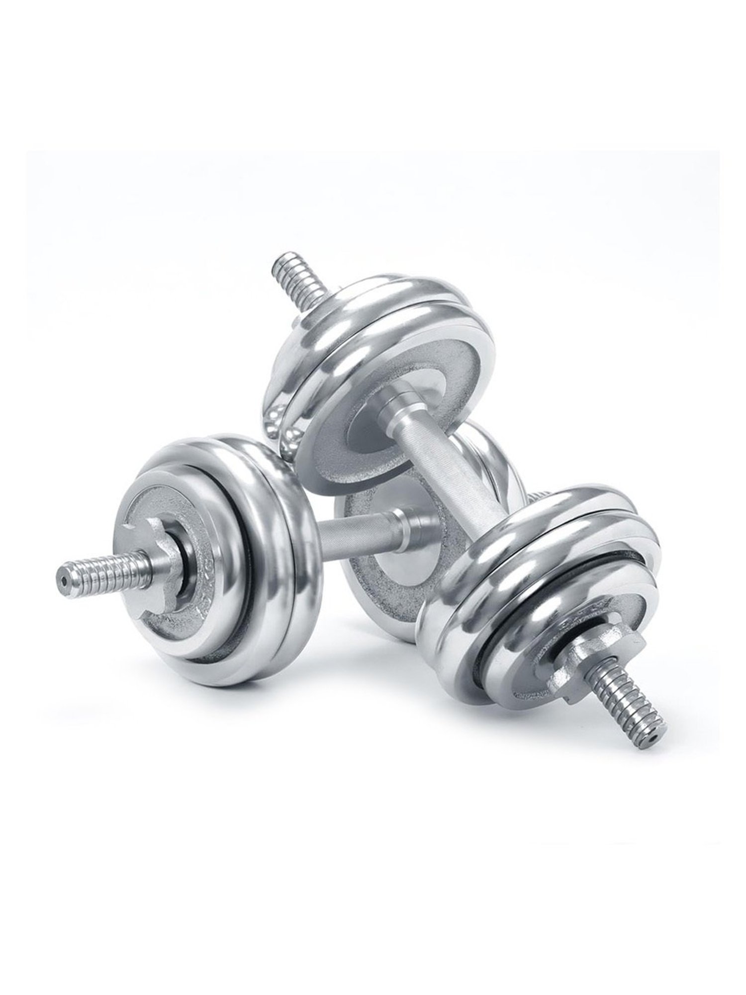 KAKSS Cast Iron Chrome Plated Dumbbells (Silver) Size - 40KG