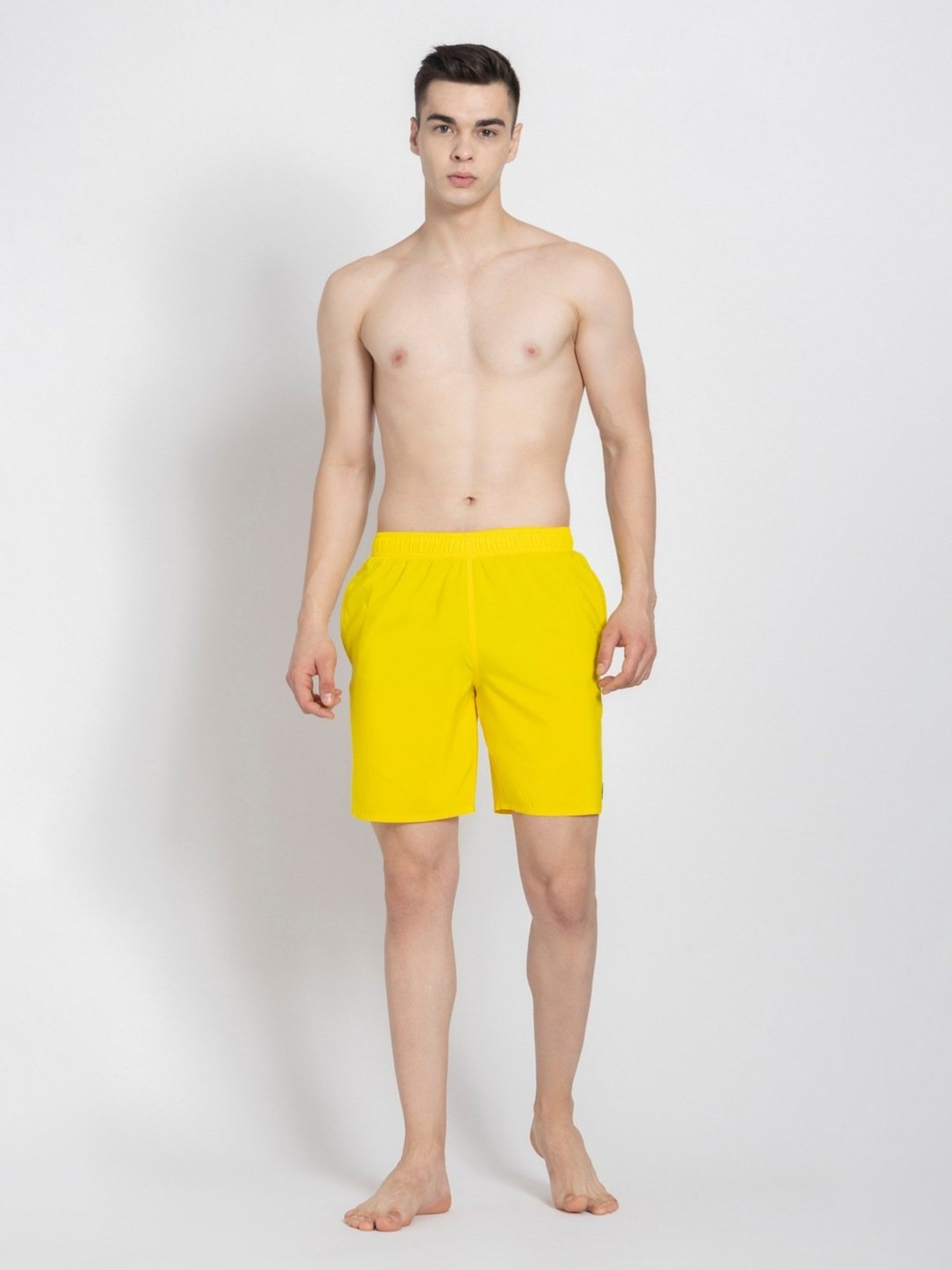 Adidas Yellow Regular Fit Swim Shorts