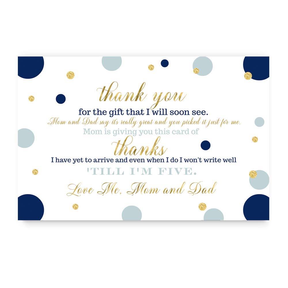 15 Navy and Gold Thank You Cards with Navy Envelopes - Stationery for Boys Baby Shower - Stylish Abstract Dot Party Theme