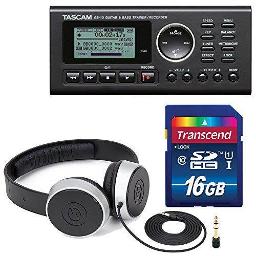 tascam gb10  usb guitar/bass trainer/recorder along with samson studio headphones and transcend sdhc memory card