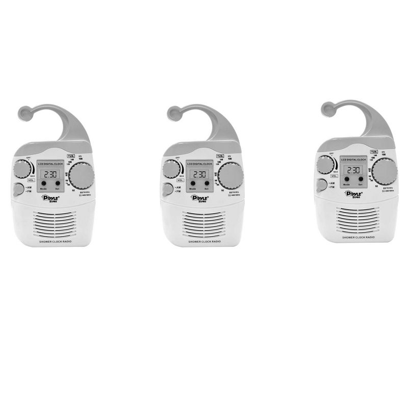 Pyle Premium Digital Alarm Dock Clock FM Radio with Adjustable Brightness Levels and LED Nightlight Compatible with Apple Products, White (2 Pack)