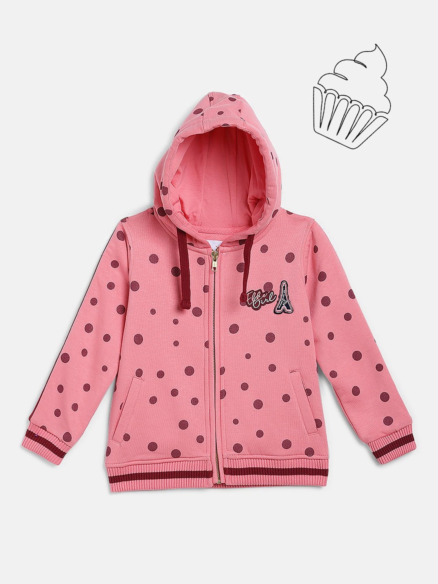 Elle Kids Pink Printed Hoodie