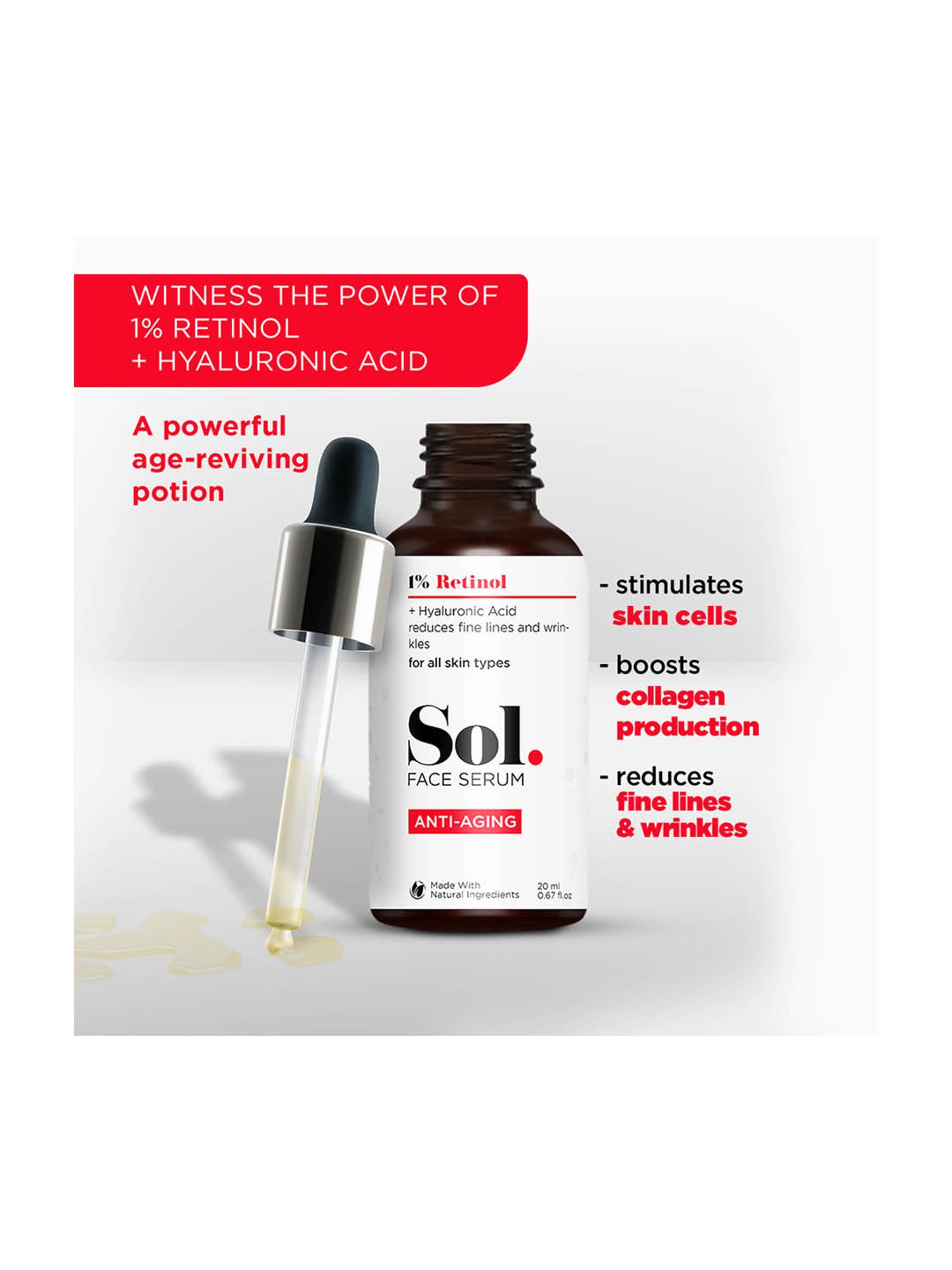 Sol. 1% Retinol Anti-Aging Face Serum - 20 ml