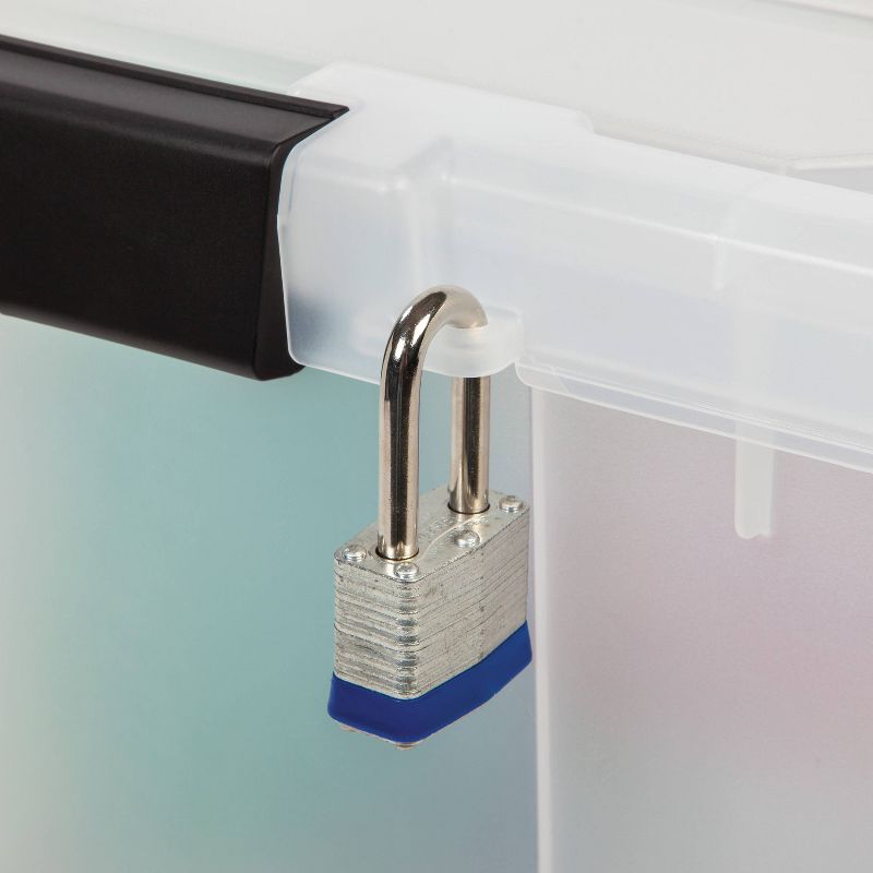 Homz 64 Quart Secured Seal Latch Extra Large Single Clear Stackable Storage Container Tote with Blue Lid for Home, Garage, or Basement (2 Pack)