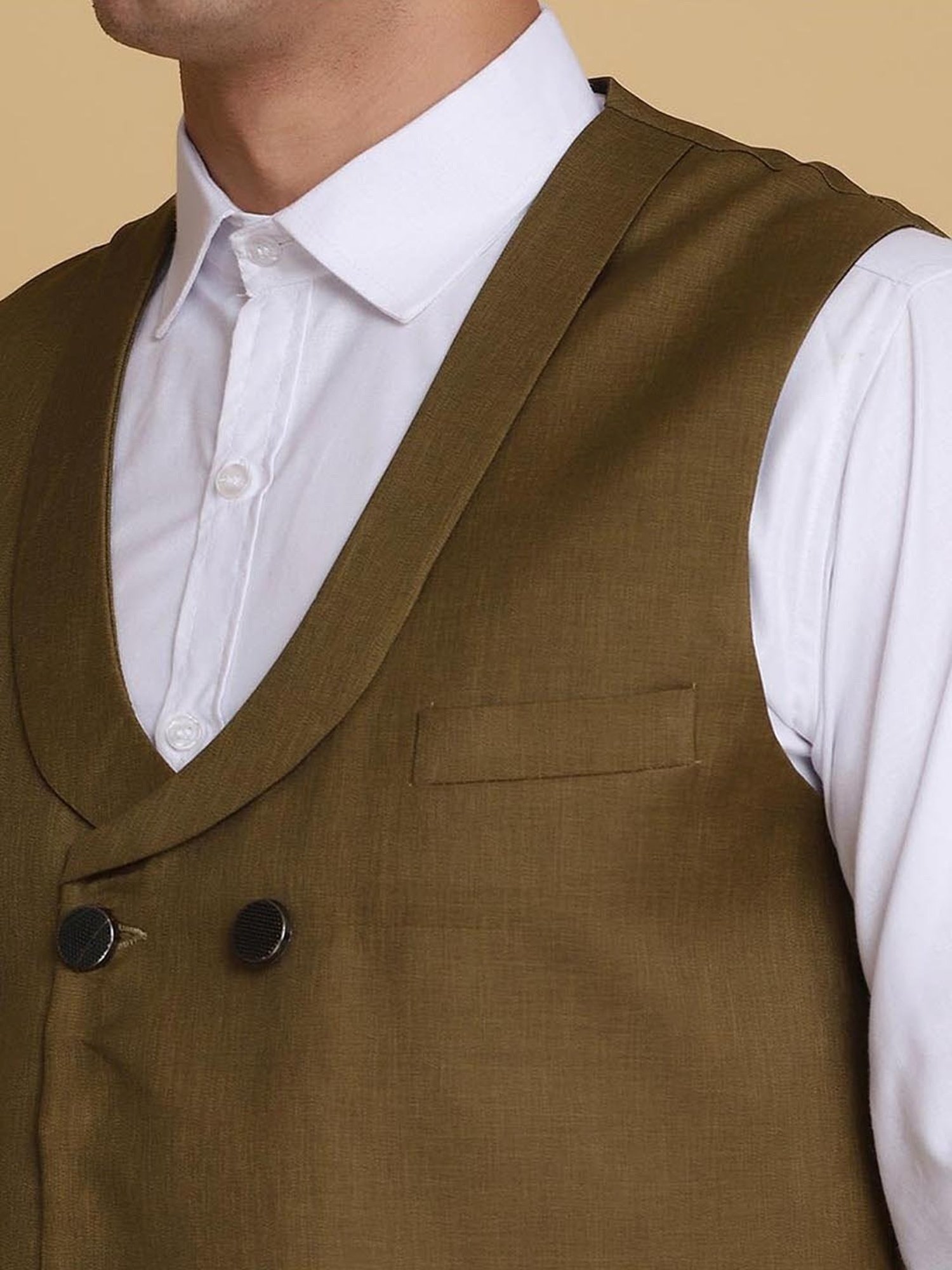 TAHVO Green Slim Fit Waistcoat