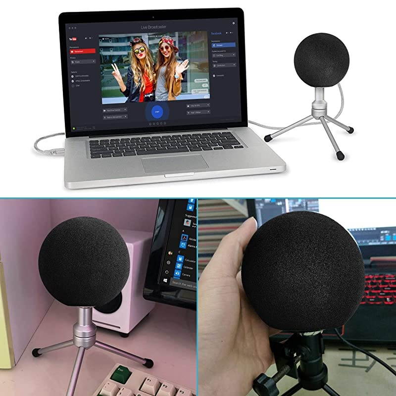 Blue Snowball Pop Filter Foam Cover Blue Snowball Cover Microphone Windscreen Compatible with Blue Snowball Ice Microphone Black