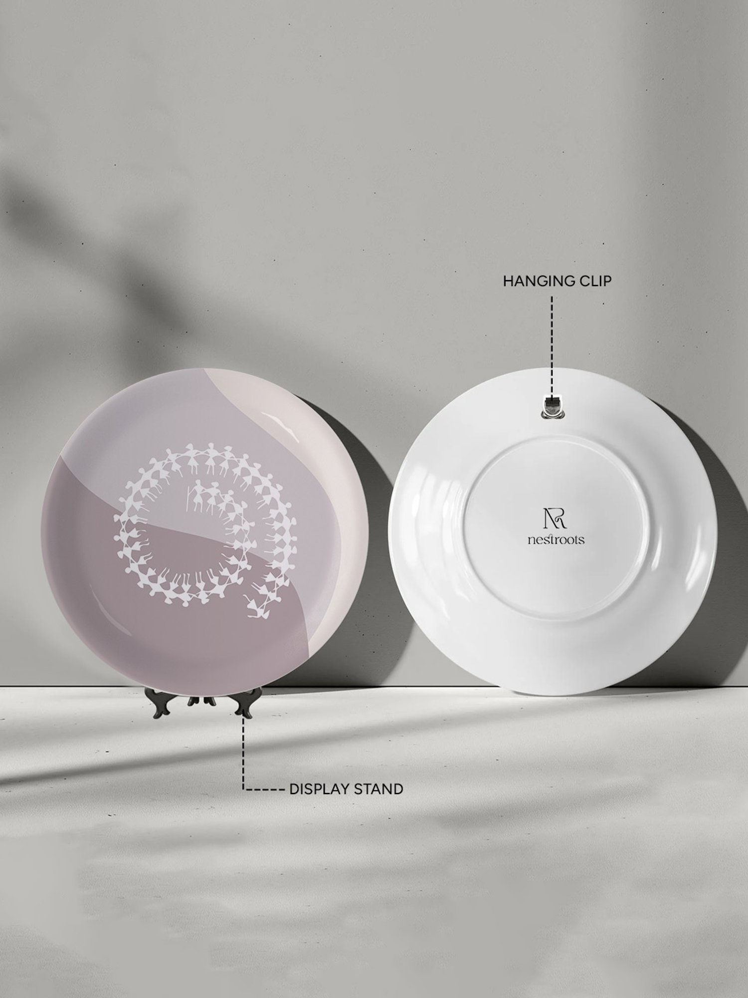 Nestroots Modern Warli Floral Multicolor Porcelain Wall Plate