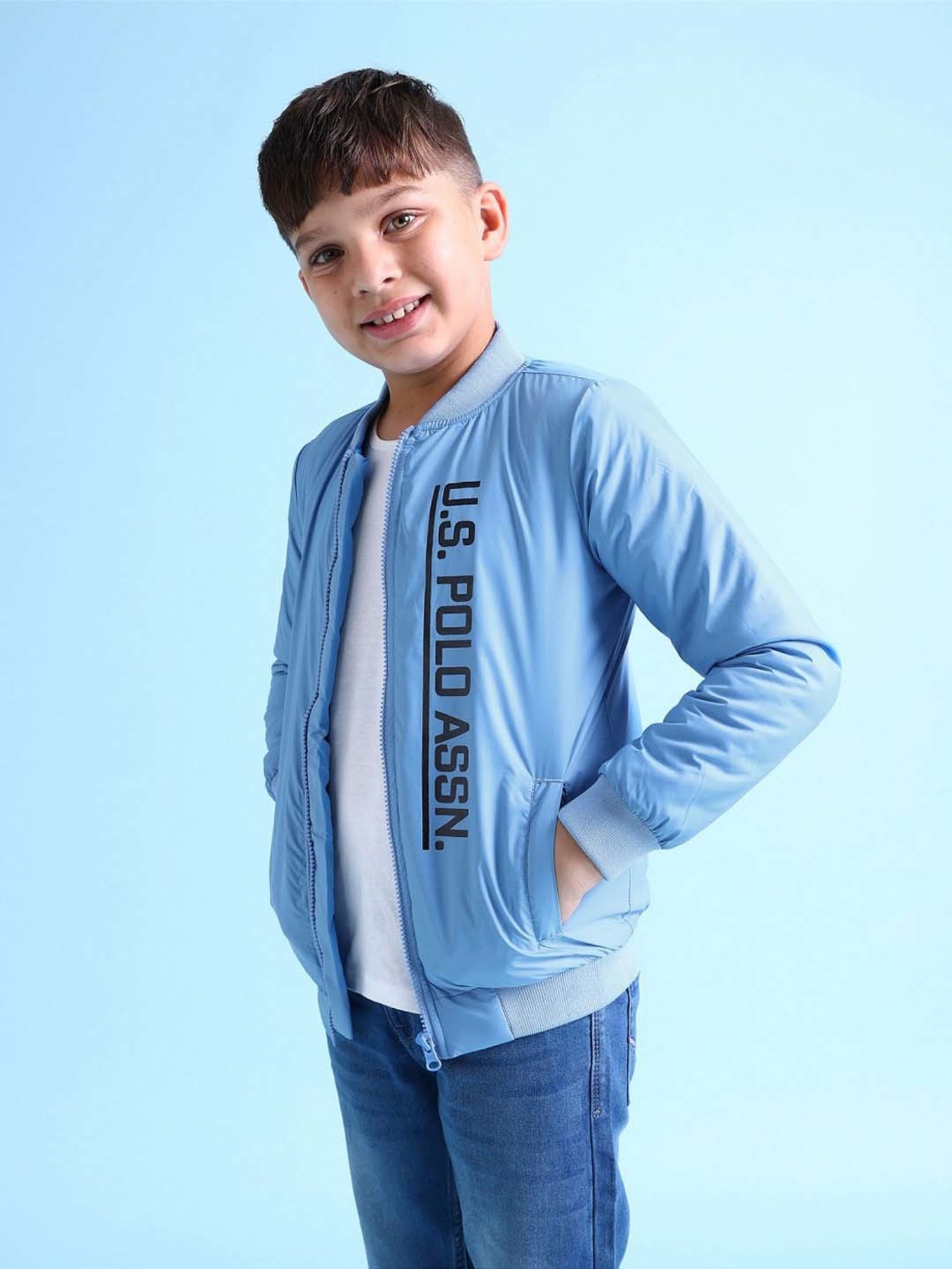 Allen Solly Junior Navy & Green Color Block Full Sleeves Jacket