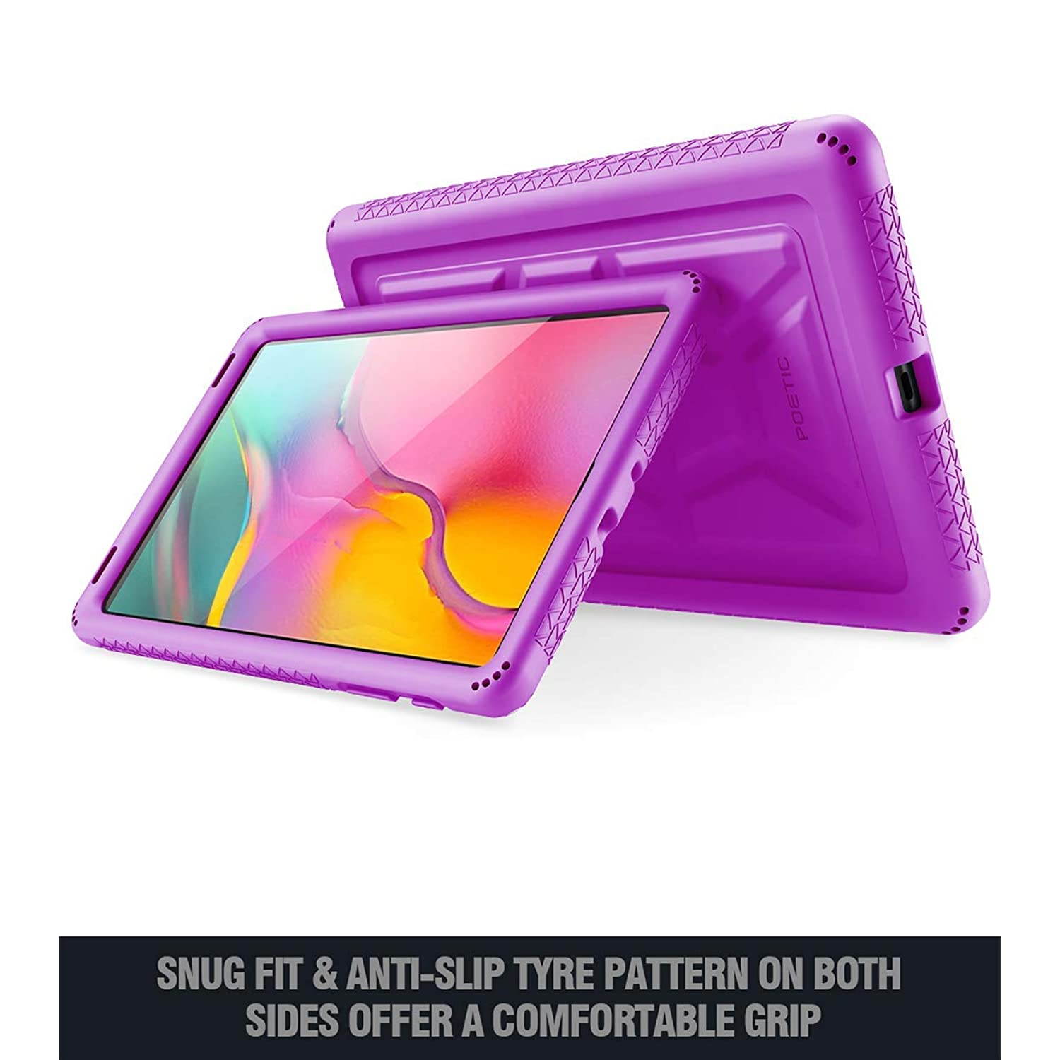Galaxy Tab A 10.1 2019 Case, Model SM-T510/T515, Poetic Heavy Duty Shockproof Kids Friendly Silicone Case Cover,TurtleSkin Series, for Samsung Galaxy Tab A Tablet 10.1 Inch (2019), Purple