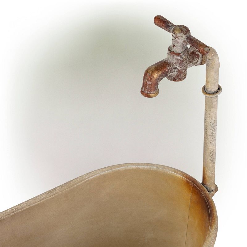 Alpine 2pk Rustic Iron Novelty Bathtub with Faucet Planter Off White