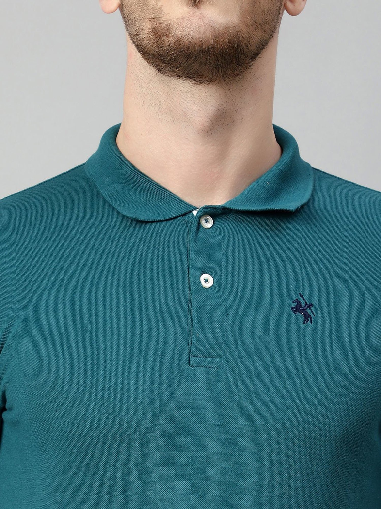Cantabil Teal Regular Fit Polo T-Shirt