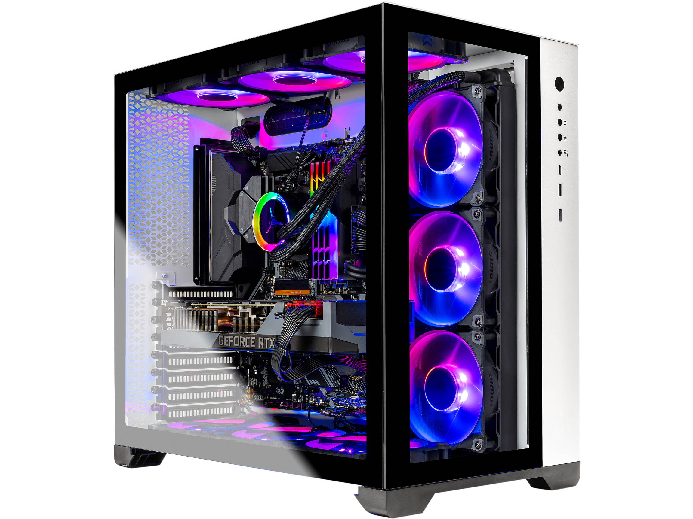 Skytech PRISM II Gaming PC Desktop - AMD Ryzen 9 3900X 3.80 GHz, RTX 3090 24 GB, 32 GB 3600 RGB MEM, 1 TB Gen4 SSD, X570 Motherboard, 360mm AIO, White