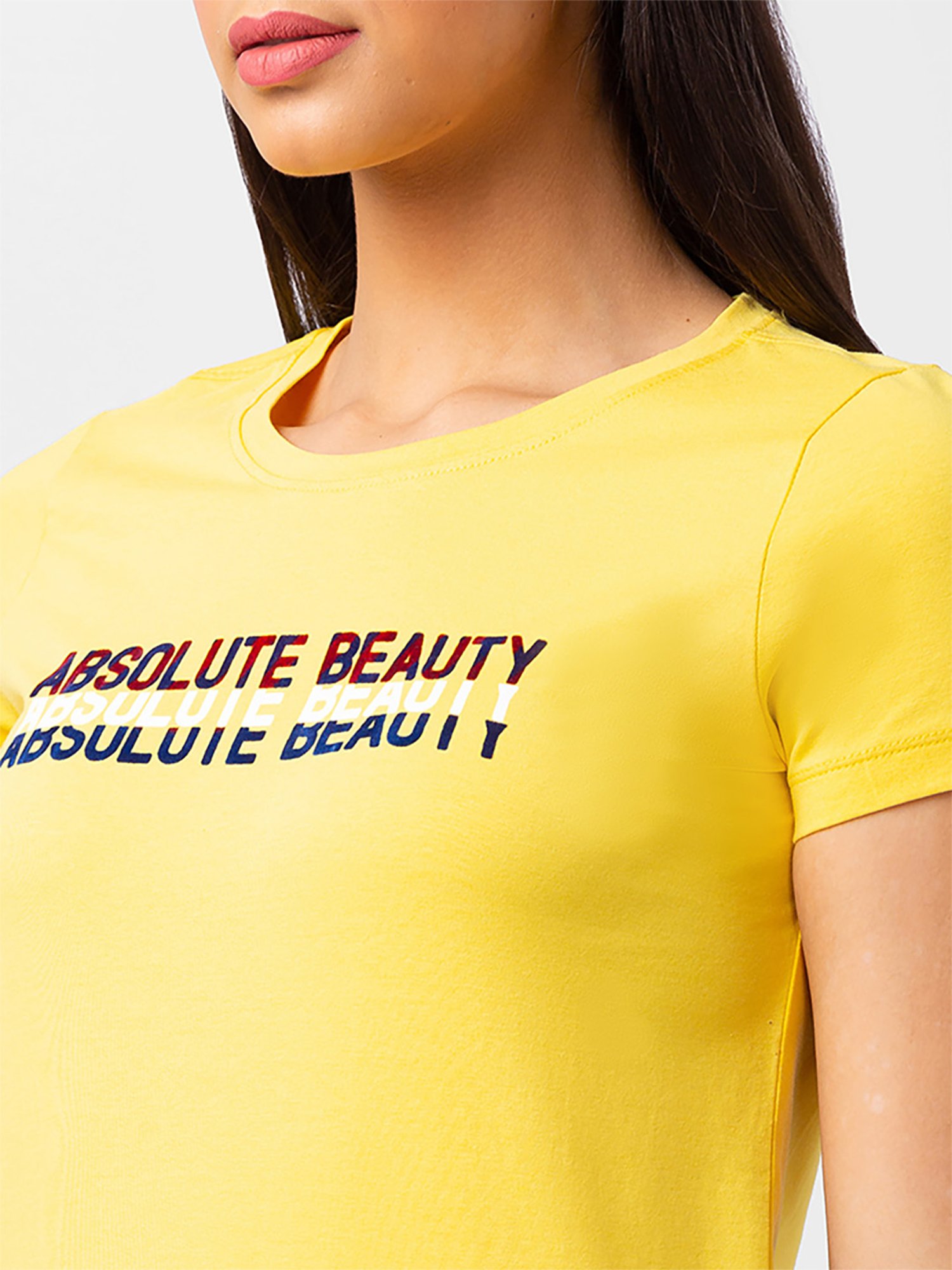 Spykar Yellow Printed T-Shirt