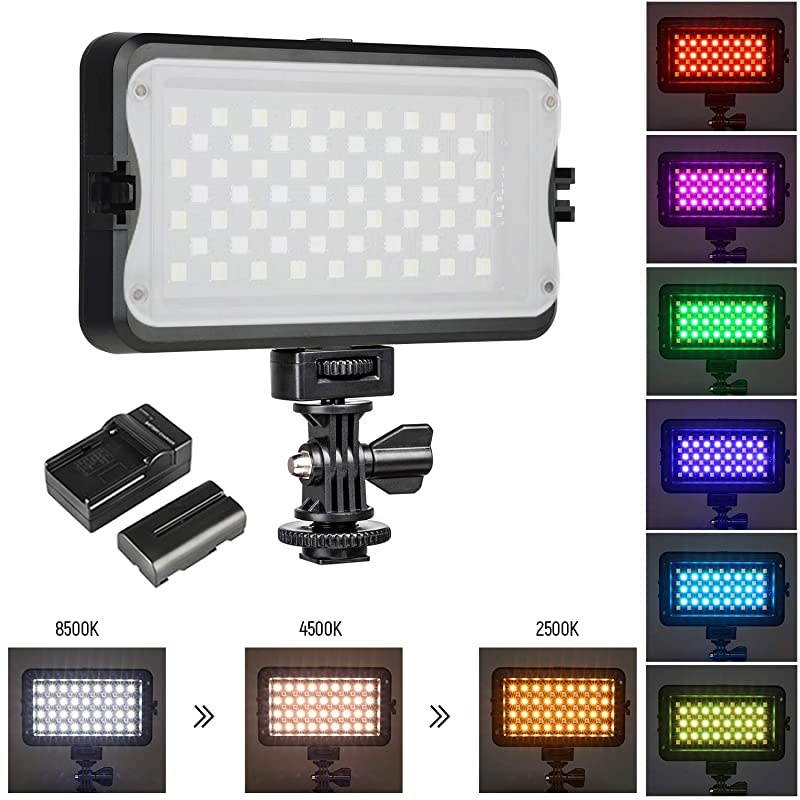 LED Camera Video Light Dimmable 2500K8500K Camcorder LED Light Panel for Digital SLR Cameras with 0299 MutiColor Types White Filter Battery and Charger