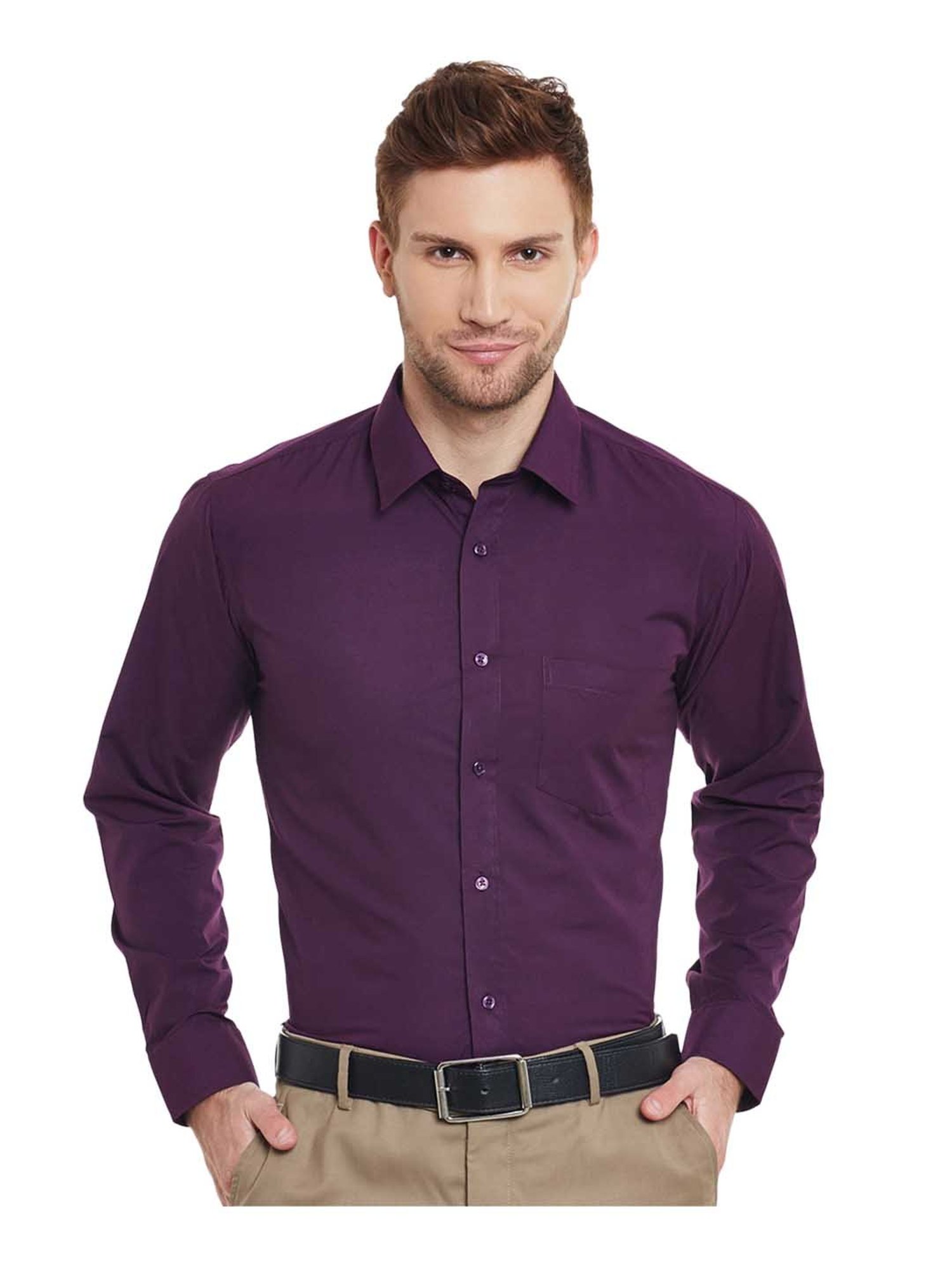 English Navy Wine Slim Fit Shirt