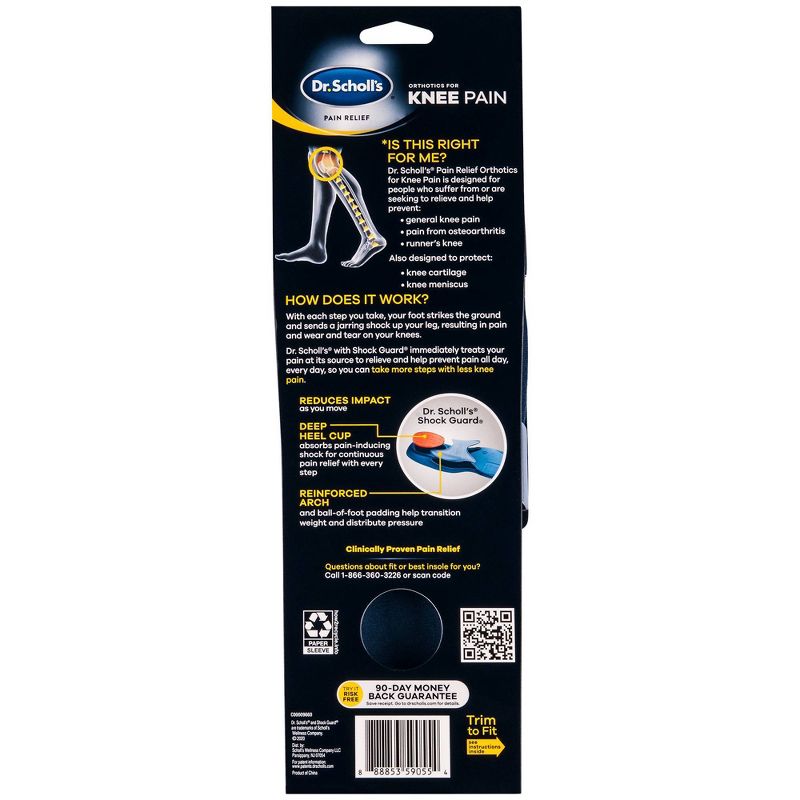 Dr. Scholl's Knee Pain Orthotics for Men Shoe Size 8-14