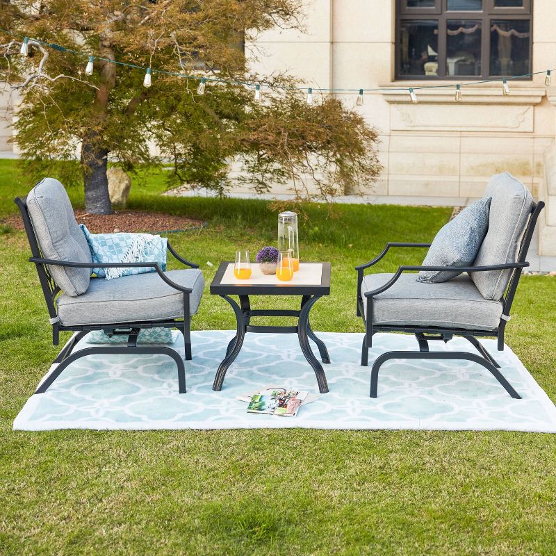 3pc Steel Patio Seating Sets Gray - Lokatse