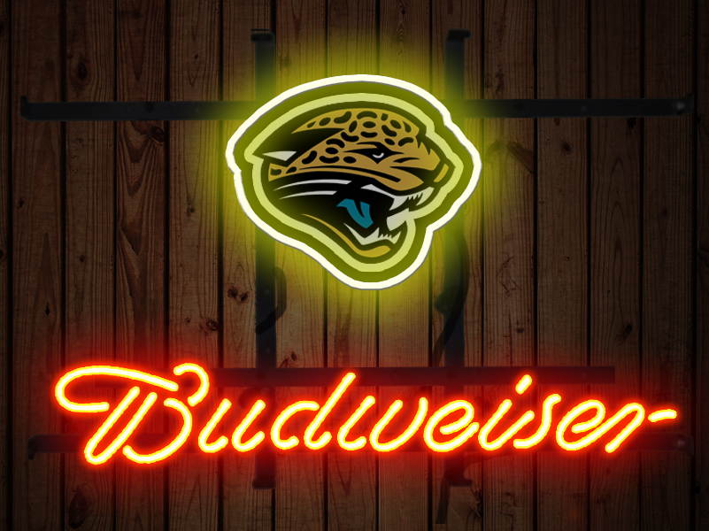 Fashion Neon Sign Budweise Jacksonville Jaguars Handcrafted Real Glass Lamp Neon Light Neon Sign Beerbar Sign Neon Beer Sign 19x15