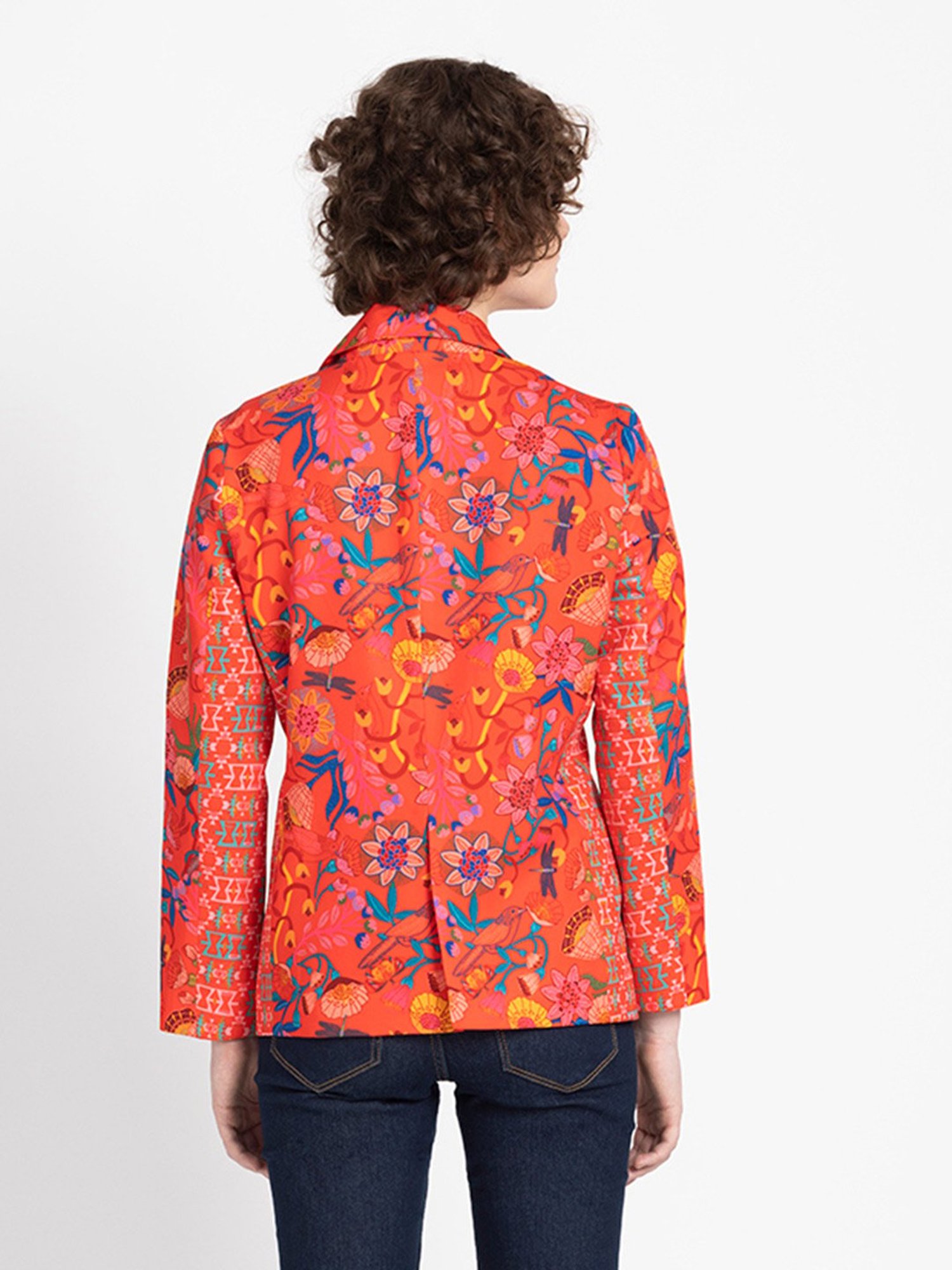 SHAYE Red Floral Print Blazer