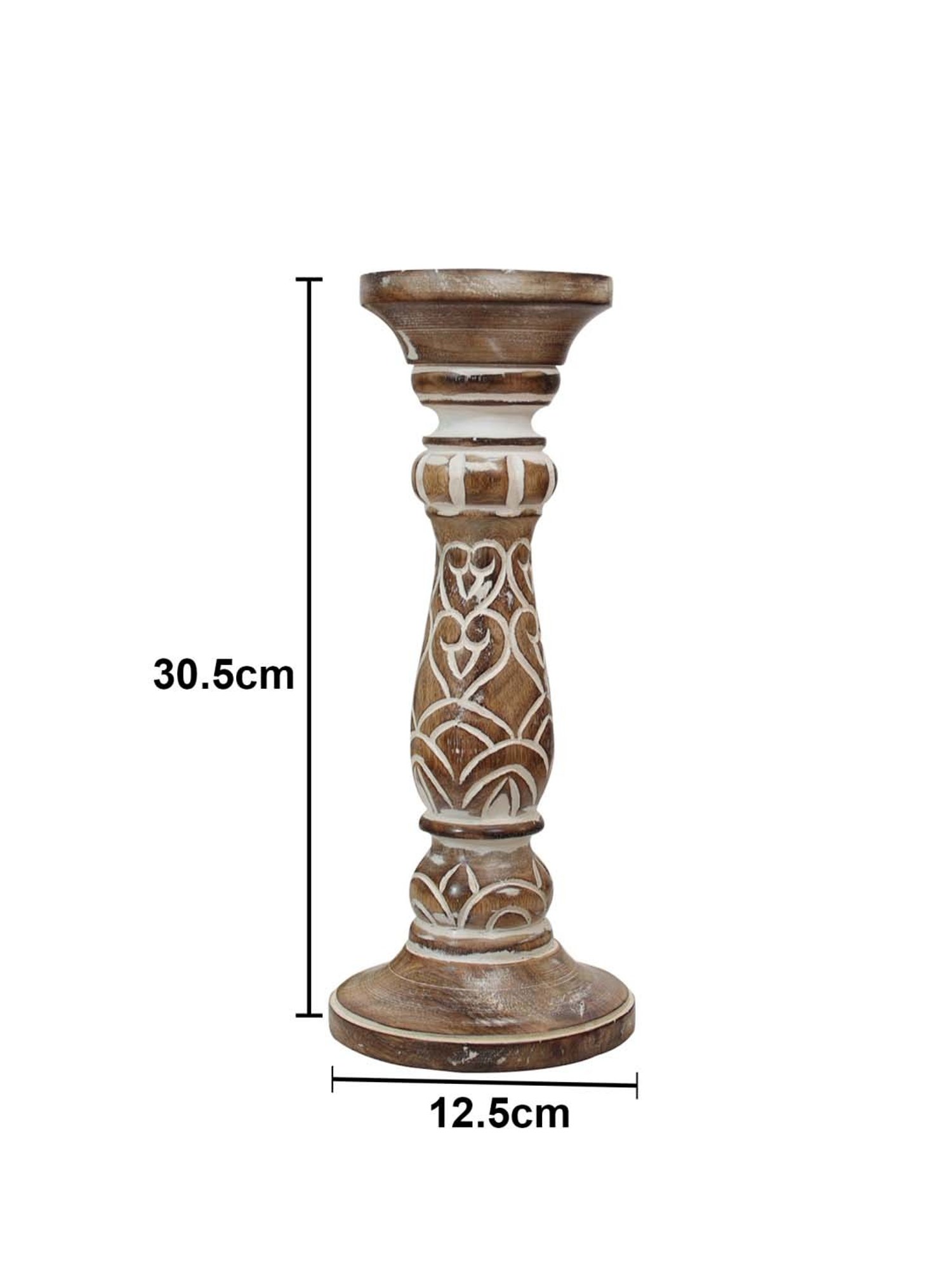 Homesake Brown Wood Small Pillar Candle Stand